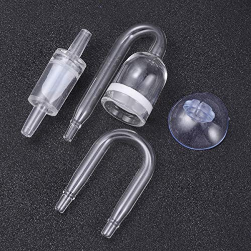 UEETEK Juego de 4pcs Aquarium Fish Tank CO2 Difusor Reactor de Dióxido de Carbono con Válvula de retención / U-Shape Tubo de vidrio / Sucker