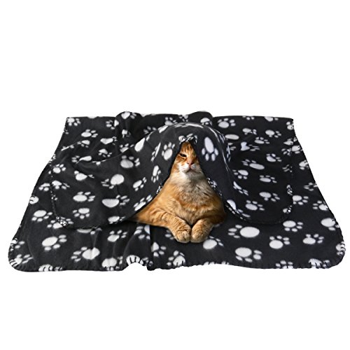 UEETEK Manta Polar para Gato Perro Manta Suave para Sofá 100 x 70cm (Blanco Negro)