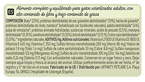 Ultima Nature No Grain Pienso para Gatos Esterilizados sin Cereales con Buey, Pack de 8 x 1.1Kg - Total: 8.8kg