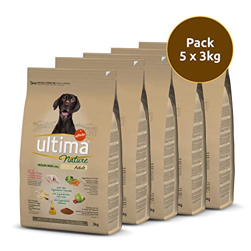 Ultima Nature Pienso para Perros Medium-Maxi con Pollo, Pack de 5 x 3kg - Total: 15kg