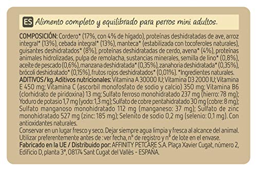 Ultima Nature Pienso para Perros Mini con Cordero, Pack de 8 x 1.25Kg - Total: 10kg