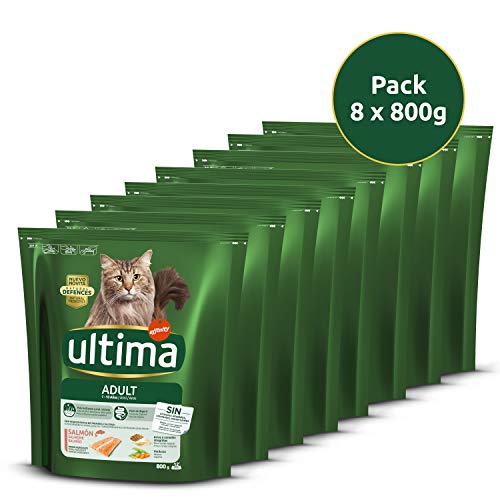 ultima Pienso para Gatos Adultos con Salmón, Pack de 8 x 800g - Total: 6.4kg