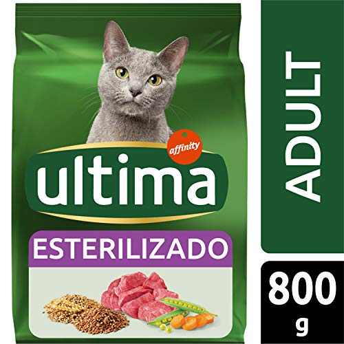 ultima Pienso para Gatos Esterilizados Adultos con Buey, Pack de 8 x 800g - Total: 6.4kg