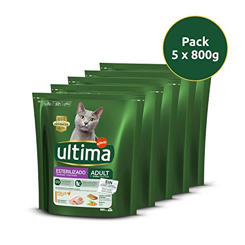 ultima Pienso para Gatos Esterilizados Adultos con Pollo, Pack de 8 x 800g - Total: 6.4kg