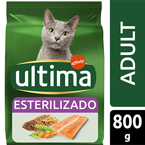 ultima Pienso para Gatos Esterilizados Adultos con Salmón, Pack de 8 x 800gr - Total: 6.4kg