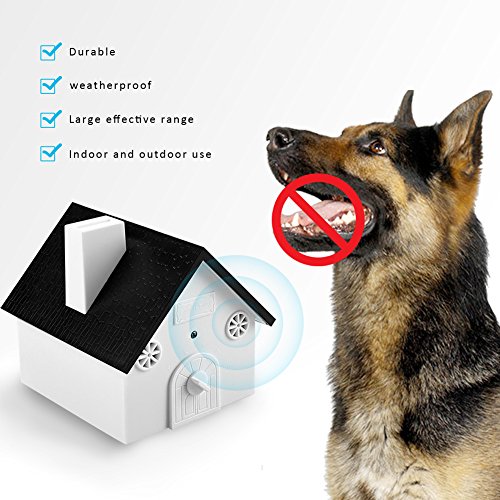 Ultrasonido Detener Dispositivo de Ladrar Mallalah Dispositivo Barking para Entrenamiento de Mascota Sin daños a Mascota y humanos, Fácil suspensión / montaje, 3 modos, Birdhouse Shaped