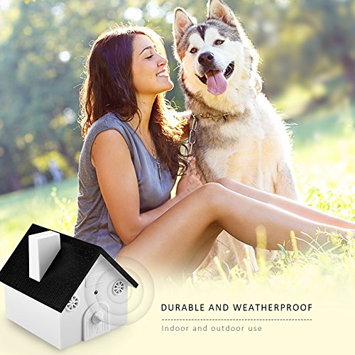 Ultrasonido Detener Dispositivo de Ladrar Mallalah Dispositivo Barking para Entrenamiento de Mascota Sin daños a Mascota y humanos, Fácil suspensión / montaje, 3 modos, Birdhouse Shaped