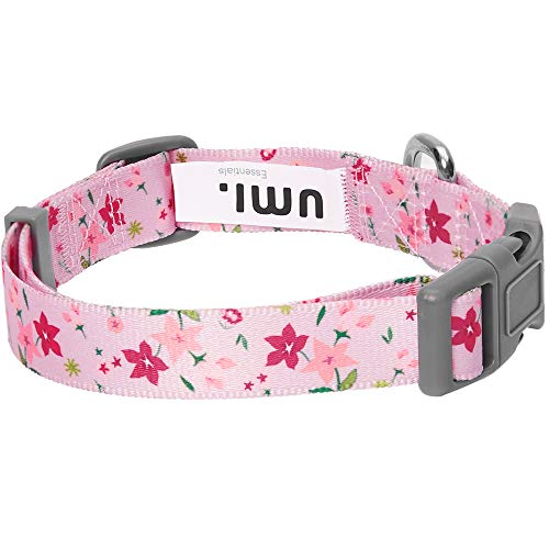 Umi. by Amazon - Made Well - Collar para perros con estampado de flores L, cuello 45-66 cm, collares ajustables para perros (rosa)