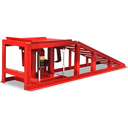 UnfadeMemory 2uds Rampa de Coche para Elevar Vehículos Motorizados y Reparar Coches,Estructura de Acero,Carga 2000kg,115x32x31cm Rojo