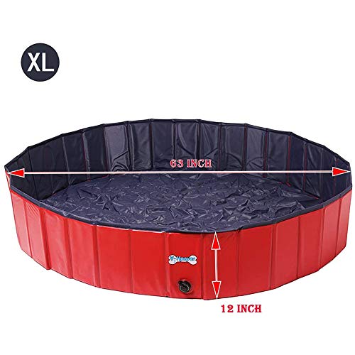 UNIIKE Perro Plegable Piscina de plástico Duro Plegable para Mascotas Bañera de Perrito Gatos pequeños Perros y niños,63in