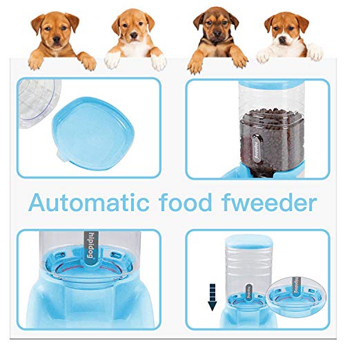 UniqueFit Pets Gatos Perros Riego automático y alimentador de Alimentos 3.8 L con 1 * dispensador de Agua y 1 * alimentador automático para Mascotas (Azul)