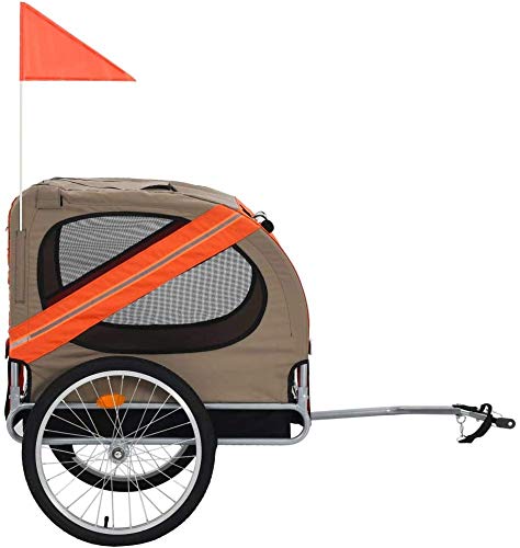 UOUM Remolque de Bicicleta para Perros Naranja y Gris/Rojo y Negro, BIC Remolque en Perros, remolques de Bicicletas para Trailer admiten Bicicletas, remolques Animal, Perro Remolque,Orange and Gray