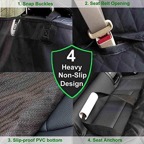 UPSKY funda para asiento de coche para perro con ventana de malla, solapa lateral, 4 correas, 600D resistente al agua, a prueba de arañazos, antideslizante para asiento de mascotas