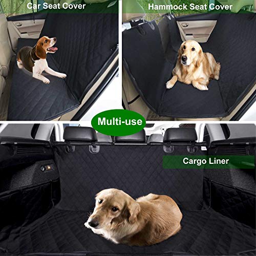 UPSKY funda para asiento de coche para perro con ventana de malla, solapa lateral, 4 correas, 600D resistente al agua, a prueba de arañazos, antideslizante para asiento de mascotas