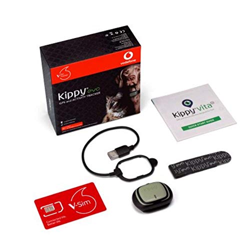 V-Pet Tracker por Vodafone, un Kippy EVO GPS Perro, Gato y rastreador de Mascotas con Seguimiento GPS y monitoreo de Actividad - V-Sim Incluido