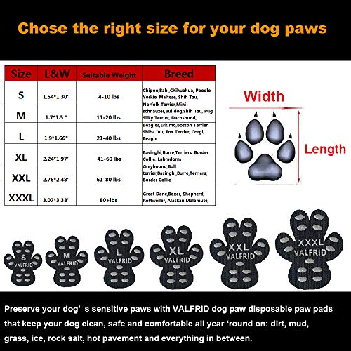 Valfrid - Protector de Huella para Perro, Resistente y Antideslizante, 24 Piezas, desechable, Autoadhesivo, Resistente a los Zapatos de Perro