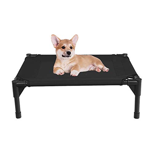 Veehoo Cama Perro Refrescante - Cama Elevada para Mascotas Anticalor y Antidesgarra en Verano, S, Negro