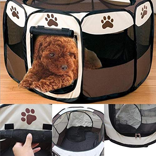 Venta clearancbaskets portátil extraíble for la tienda de perro plegable animal doméstico del perro del gato de casa de perro jaula Carpa del perrito de la perrera Fácil Operación octogonal Valla