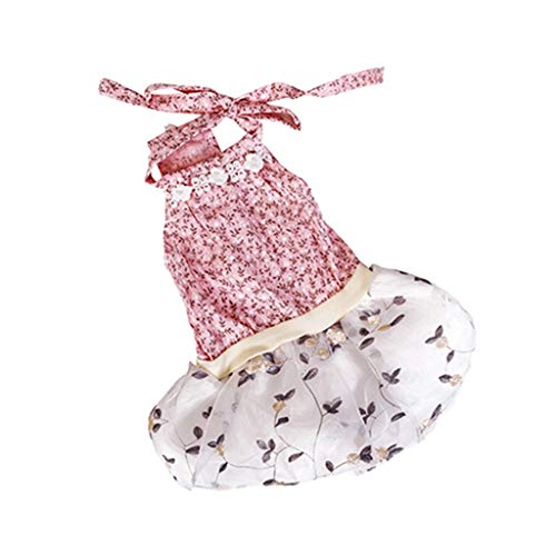 Vestido de Encaje para Perro, Vestidos de Princesa Falda Tutú para Perros con Bordado, Estampados de Floral Trajes de Tul, Transpirable y Ligero Disfraces Ropa para Gato Perrito Primavera Verano