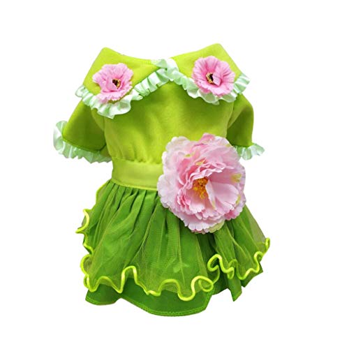 Vestidos de Encaje para Perro y Gato, Vestido de Tul para Fiesta de Boda de Cumpleaños, Falda de La Torta de Floral, Vestido de Tutú de Verano y Primavera, Ropa para Mascotas Pequeños