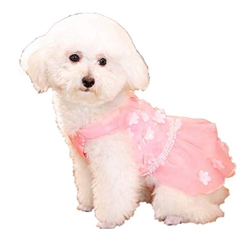 Vestidos de Encaje para Perro y Gato, Vestido de Tul para Fiesta de Boda de Cumpleaños, Ligero y Transpirable Falda de La Torta de Floral, Vestido de Tutú de Verano, Ropa para Mascotas Pequeños