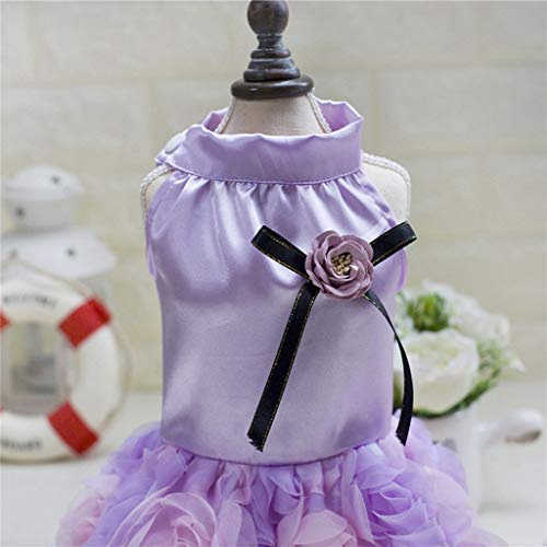 Vestidos de Fiesta de Boda para Perro y Gato, Vestido de Encaje para Fiesta de Cumpleaños, Falda de La Torta de Rosa Floral con Bowknot, Vestido de Tutú, Ropa para Mascotas Perrito