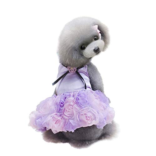 Vestidos de Fiesta de Boda para Perro y Gato, Vestido de Encaje para Fiesta de Cumpleaños, Falda de La Torta de Rosa Floral con Bowknot, Vestido de Tutú, Ropa para Mascotas Perrito