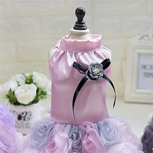 Vestidos de Fiesta de Boda para Perro y Gato, Vestido de Encaje para Fiesta de Cumpleaños, Falda de La Torta de Rosa Floral con Bowknot, Vestido de Tutú, Ropa para Mascotas Perrito