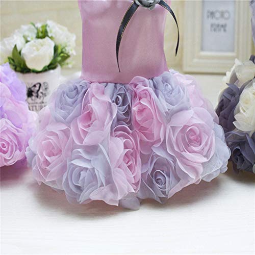 Vestidos de Fiesta de Boda para Perro y Gato, Vestido de Encaje para Fiesta de Cumpleaños, Falda de La Torta de Rosa Floral con Bowknot, Vestido de Tutú, Ropa para Mascotas Perrito