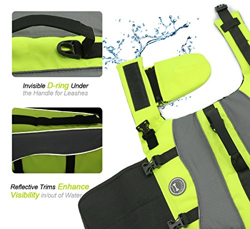 VIVAGLORY Chaleco Salvavidas para Perros con Flotador Delantero, Perros Seguridad Natación Ropa, Amarillo Brillante, XS