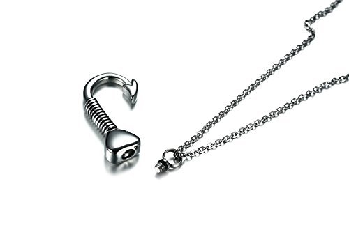 VNOX Acero Inoxidable Corazón Anzuelo Cremación Urna Ceniza Colgante Collar Recuerdo Monumento para Hombres Mujer Mascota