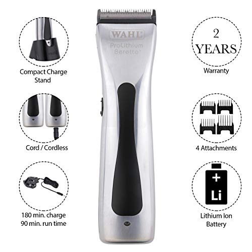 Wahl Beretto Negro, Gris Recargable - Afeitadora (Negro, Gris, 0,6 mm, 2 mm, 3,9 cm, 90 min, Integrado)