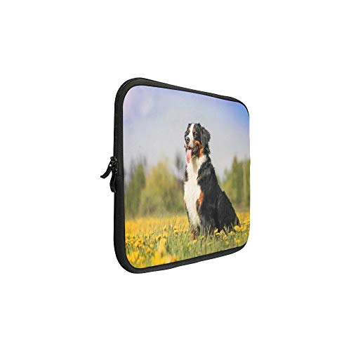 WDDHOME Diseño Personalizado Happy Bernese Mountain Dog Funda de portátil Suave con Funda de Primavera Hermosa Funda de Bolsa para Piel para Macbook Air 11"(2 Lados)