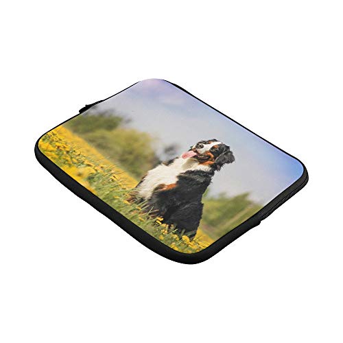 WDDHOME Diseño Personalizado Happy Bernese Mountain Dog Funda de portátil Suave con Funda de Primavera Hermosa Funda de Bolsa para Piel para Macbook Air 11"(2 Lados)