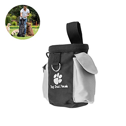 WEKON Bolso de Entrenamiento de Perro, Bolso Premios de Perro, Bolso de Adiestramiento de Perro, Bolso de Cintura Tratamiento de Perro Impermeable Antirasguños con Cordón y Bolsillo 12.5*8*12.5cm L