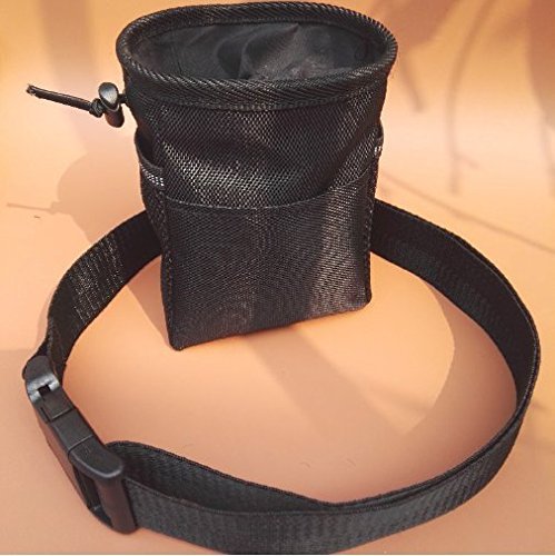 Welim Riñonera Bolsa de comida para perro, bolsa de adiestramiento para perros, bolsa de cintura ajustable para entrenadores de mascotas, color negro