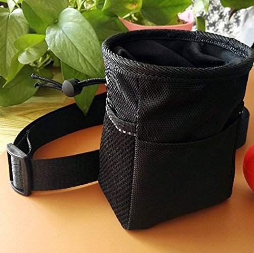 Welim Riñonera Bolsa de comida para perro, bolsa de adiestramiento para perros, bolsa de cintura ajustable para entrenadores de mascotas, color negro