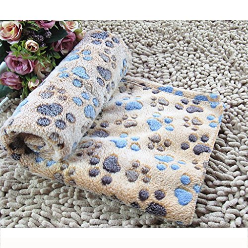 Westeng 1X Manta Forro para Perro Paw Print Perro Gato Pet Mascota Manta Suave Blanket Cama Soft Mat Cubierta Size 60 x 40 cm (Color café)