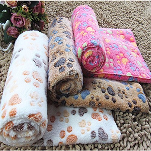 Westeng 1X Manta Forro para Perro Paw Print Perro Gato Pet Mascota Manta Suave Blanket Cama Soft Mat Cubierta Size 60 x 40 cm (Color café)