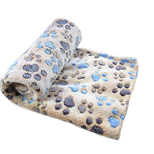 Westeng 1X Manta Forro para Perro Paw Print Perro Gato Pet Mascota Manta Suave Blanket Cama Soft Mat Cubierta Size 60 x 40 cm (Color café)