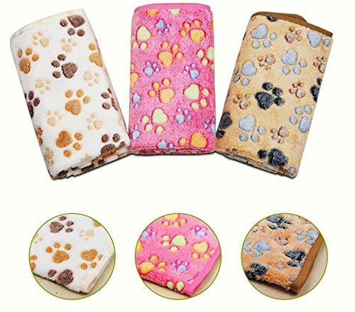 Westeng 1X Manta Forro para Perro Paw Print Perro Gato Pet Mascota Manta Suave Blanket Cama Soft Mat Cubierta Size 60 x 40 cm (Color café)