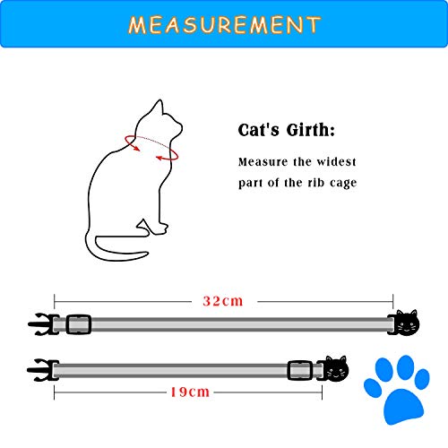 Winline Collar para Gatos,Collares para Gatos con Campanas, Ajustable Fluorescente, Hebilla de Seguridad de liberación rápida, Apta para la mayoría de los Gatos domésticos (6pcs)