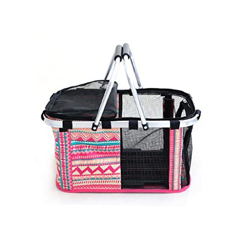 WLcute Bolso para Mascotas, Tela Oxford Marco de aleación de Aluminio Portada Plegable de Tres Caras Portátil Plegable para Salir con Mascotas,upgradepink