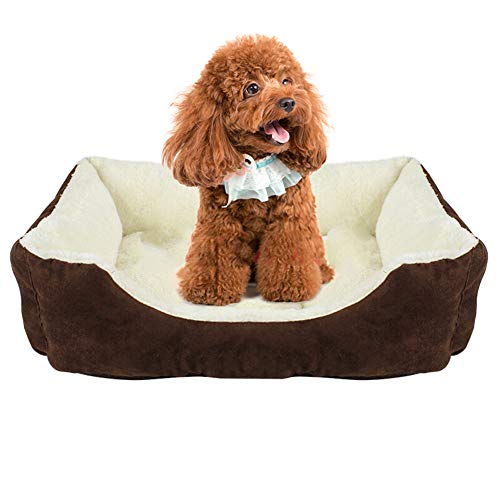 WLDOCA Cálido Suave Otoño Invierno Mascota Gato Litro para Cachorro Conejo Pequeñas Camas para Perros Nido Dormir Ropa De Cama Tumbona Sofá Colchón Perrera,Brown