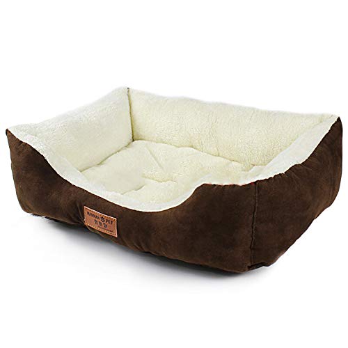 WLDOCA Cálido Suave Otoño Invierno Mascota Gato Litro para Cachorro Conejo Pequeñas Camas para Perros Nido Dormir Ropa De Cama Tumbona Sofá Colchón Perrera,Brown