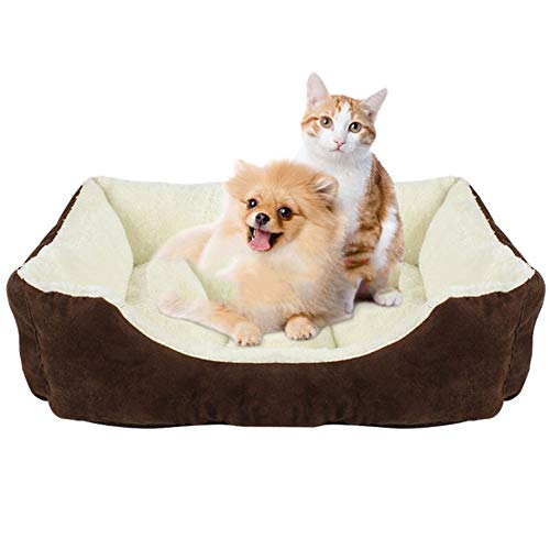 WLDOCA Cálido Suave Otoño Invierno Mascota Gato Litro para Cachorro Conejo Pequeñas Camas para Perros Nido Dormir Ropa De Cama Tumbona Sofá Colchón Perrera,Brown