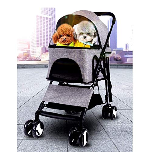 WLDOCA Cochecito para Perro,Trolley Trailer Bicicleta Cubierta del Viento Lluvia Viaje al Aire Libre Bolso Plegable Gato 4 Ruedas para Perros