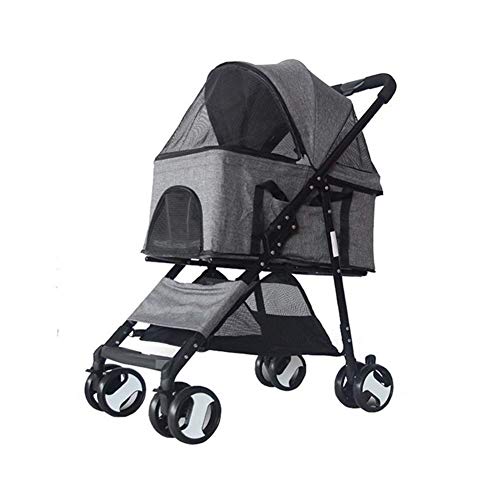 WLDOCA Cochecito para Perro,Trolley Trailer Bicicleta Cubierta del Viento Lluvia Viaje al Aire Libre Bolso Plegable Gato 4 Ruedas para Perros