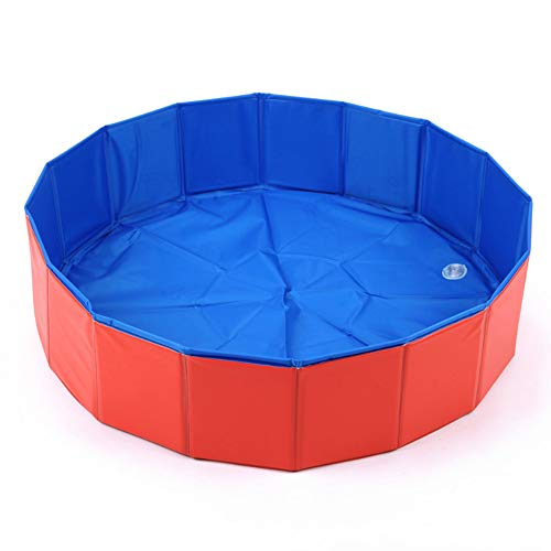 WLDOCA Perros Plegables Gatos Piscina para Niños Cachorro Natación Bañera, Azul + Rojo,L