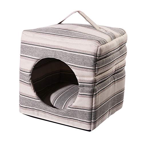 WLDOCA Plegable, Encantadora Cueva del Gato, Lavable, Suave, Polar, Cama Caliente con Cojín Removible para Cachorro Gatito, Perro Y Gato Medianos